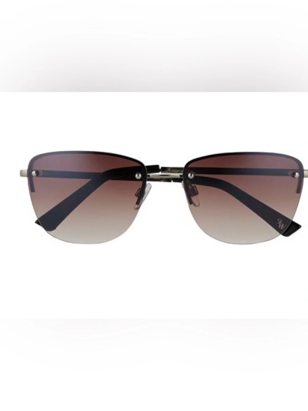 NWT Nine West Women’s 57mm Silver Semi Rimless Rectangle Sunglasses Smoke Lens